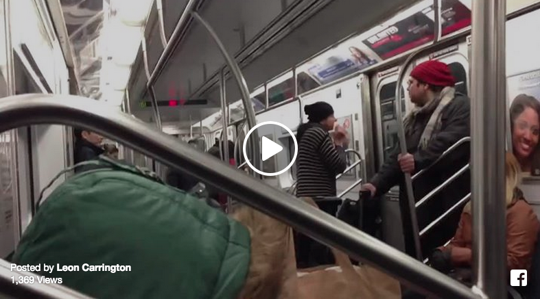 crazy lady nyc train