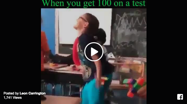 dancing kid after test