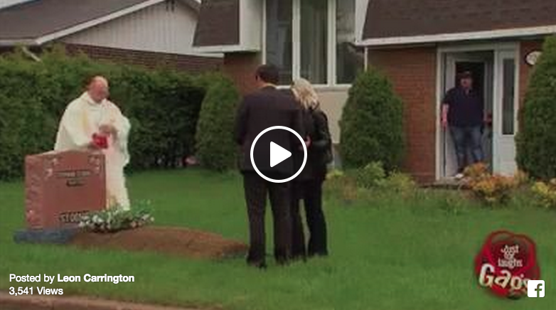 prank fake funeral on neighbors lawn